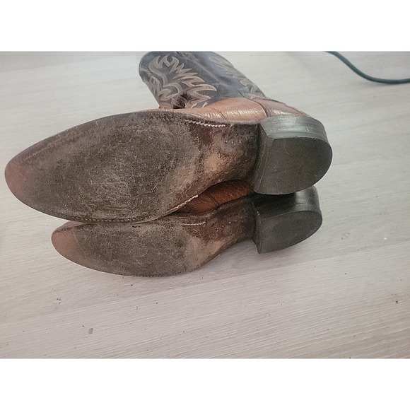 JUSTIN Ostritch 0619 Cowboy Boots 11.5 Western Designer Rare Southwestern Work - Picture 6 of 10